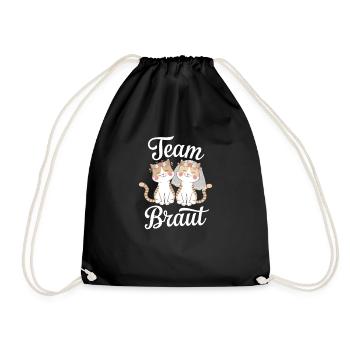Team Bride Cat Kitten Engagement Bachelor Party - Drawstring Bag - black - Front