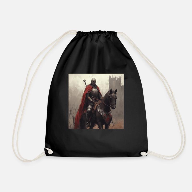 Ritter auf Pferd - Turnbeutel - Schwarz