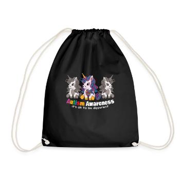 Autism Awareness It's okay to be different - Drawstring Bag - black - Front