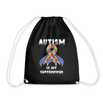 Autism is my superpower band - Drawstring Bag - black - Front
