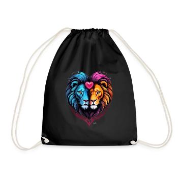 Love valentine lion - Drawstring Bag - black - Front