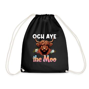 Scottish Highland Cow Scotland Farm - Drawstring Bag - black - Front
