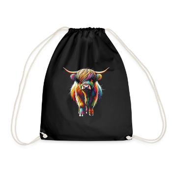 Scottish Highland Cow Scotland Farm - Drawstring Bag - black - Front