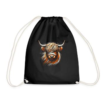 Scottish Highland Cow Scotland Farm - Drawstring Bag - black - Front
