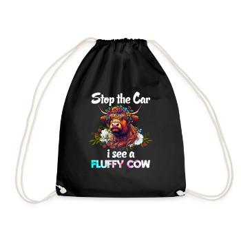 Scottish Highland Cow Scotland Farm - Drawstring Bag - black - Front