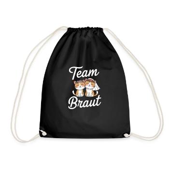 Team Bride Cat Kitten Engagement Bachelor Party - Drawstring Bag - black - Front