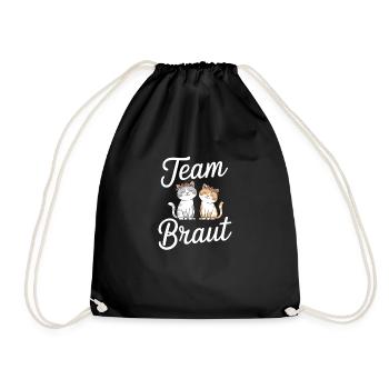 Team Bride Cat Kitten Engagement Bachelor Party - Drawstring Bag - black - Front