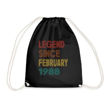 Legend Since February 1988 Men Women Vintage 1988 - Drawstring Bag - black - Front