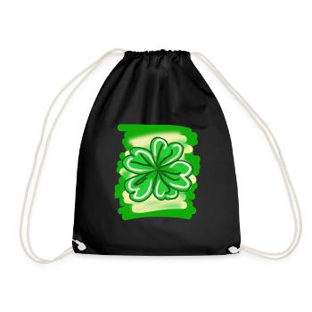 Kleeblatt handgemalt Glücksblatt St patricks Tag - Turnbeutel - Schwarz - Vorne