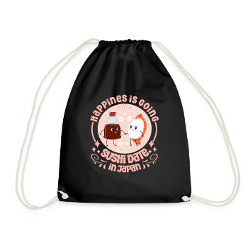 Japanese Food Lover Happines Is Date Sushi - Drawstring Bag - black - Front