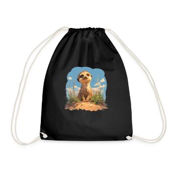 Meerkat Erdmännchen - Turnbeutel - Schwarz - Vorne