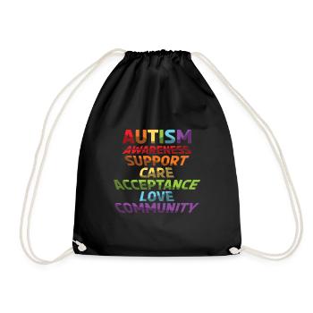 Autism Support For Love And Community - Drawstring Bag - black - Front