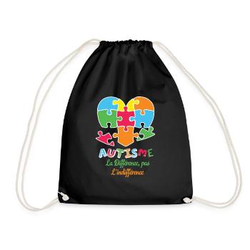 Autism La Différence, Pas L'indifférence Heart - Drawstring Bag - black - Front