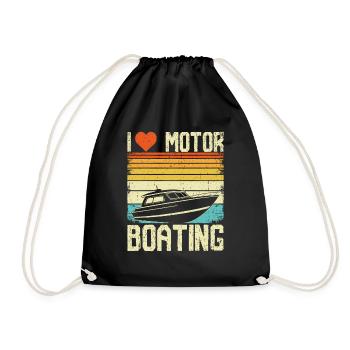 Retro Motorboot Fahren Design - Turnbeutel - Schwarz - Vorne