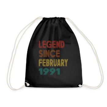 Legend Since February 1991 Men Women Vintage 1991 - Drawstring Bag - black - Front