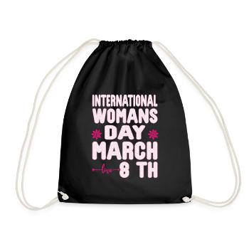 National Women's History Month 2025 Embrace Equity - Drawstring Bag - black - Front