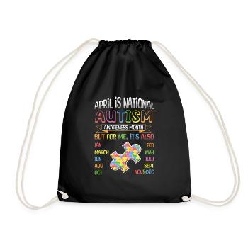 April is National Autism Awareness Month - Drawstring Bag - black - Front