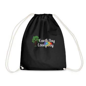 Earth Day Every Day Trees Rainbow - Drawstring Bag - black - Front