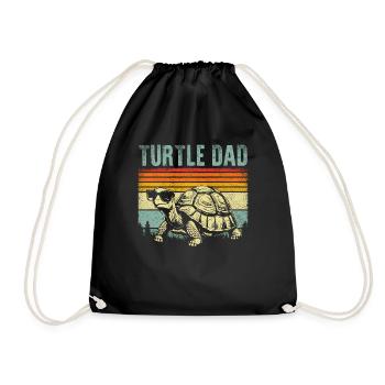 Turtle Dad – Retro Stil - Turnbeutel - Schwarz - Vorne