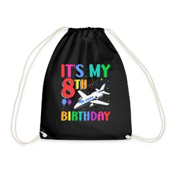 It's My 8th Birthday Flugzeug Party - Turnbeutel - Schwarz - Vorne