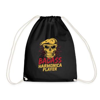 Funny Harmonica Player Badass Harmonica - Turnbeutel - Schwarz - Vorne