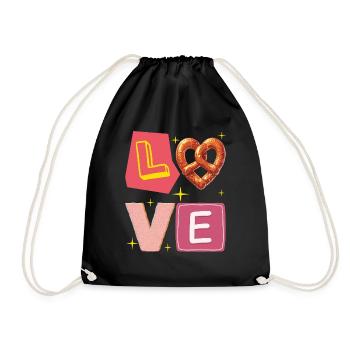 Pretzel Love – Love Cute and Gourmet Version - Drawstring Bag - black - Front