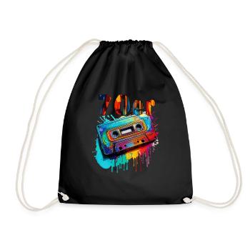 MUSIC CASSETTE 70s - Drawstring Bag - black - Front