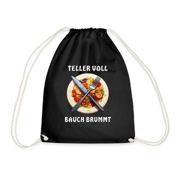 Dinner plate PLATE FULL BELLY BUZZES - Drawstring Bag - black - Front