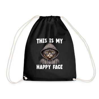 This Is My Happy Face Cats - Drawstring Bag - black - Front