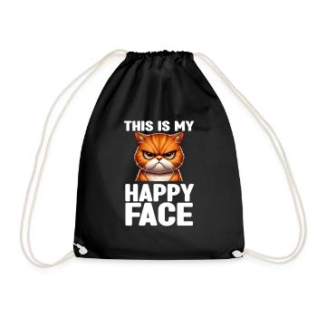 This Is My Happy Face Cats - Drawstring Bag - black - Front