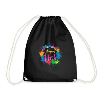 Happy Holi Festival Colorful Joy - Drawstring Bag - black - Front