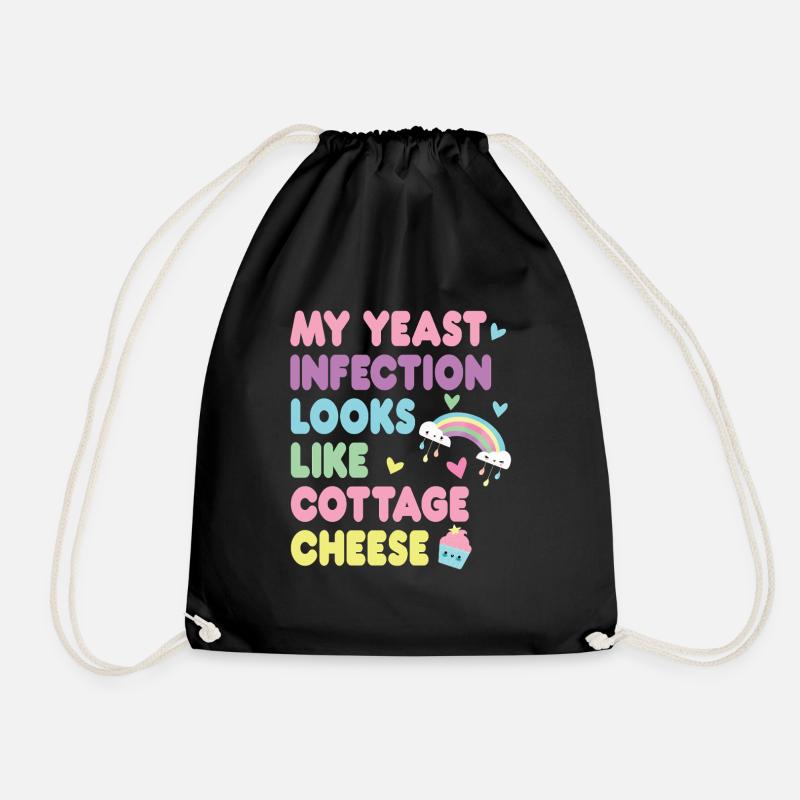 funny embarrasing inappropriate yeast infection - Drawstring Bag - black