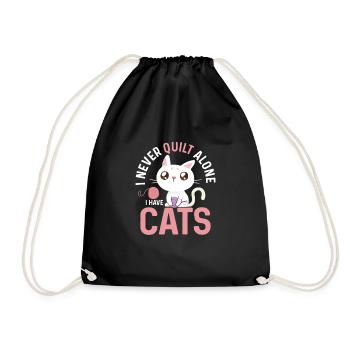 Je ne quilte jamais seule I Have Cats Quilting Quilter - Sac de sport léger - noir - Devant