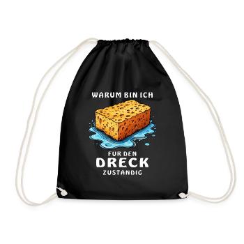 SCHWAMM WARUM BIN ICH FÜR DEN DRECK - Turnbeutel - Schwarz - Vorne
