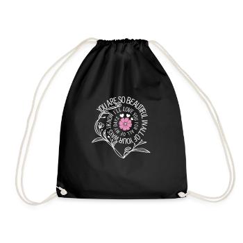 Beautiful Love Quote with Pink Flower Beautiful Love - Drawstring Bag - black - Front