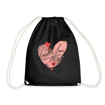 I love you Heart Love Couple In Love - Drawstring Bag - black - Front