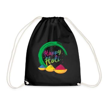 Happy Holi Festival Farbpulver Freude - Turnbeutel - Schwarz - Vorne