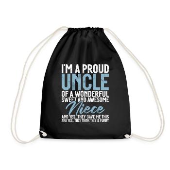 Best Uncle Proud Uncle Quote Humor - Drawstring Bag - black - Front