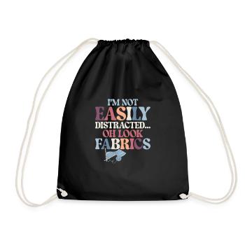 I'm Not Easily Distracted Quilting Quilter - Drawstring Bag - black - Front
