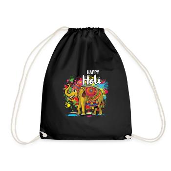 Happy Holi Festival Éléphant coloré - Sac de sport léger - noir - Devant