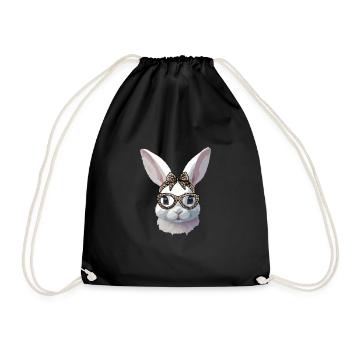 Easter bunny with glasses and bow - Drawstring Bag - black - Front