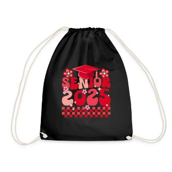 Senior 2025 Graduation Retro Style - Drawstring Bag - black - Front