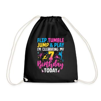 Gymnastics Birthday 7 years - Drawstring Bag - black - Front