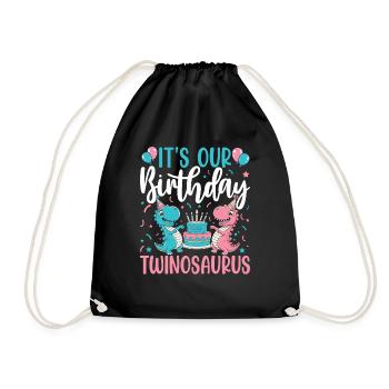 Twinosaurus Dino Birthday - Drawstring Bag - black - Front