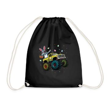 Ostern Bunny Monstertruck Eier Abenteuer - Turnbeutel - Schwarz - Vorne