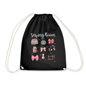Sewing Room – Creative Sewing and Needlework - Drawstring Bag - black - Front