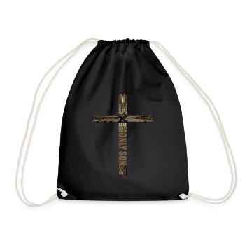 Easter God Loved the World Cross - Drawstring Bag - black - Front