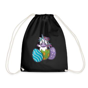 Cheerful unicorn with Easter eggs - Drawstring Bag - black - Front