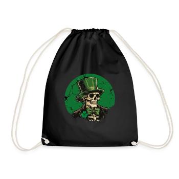 Saint Patrick's Day Skull with Top Hat - Drawstring Bag - black - Front