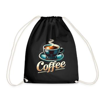 Kaffee Coffee Kaffeetasse Mug - Turnbeutel - Schwarz - Vorne